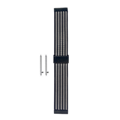 (22mm) Steel lined band Black&amp;Silver - باند ستيل مخطط اسود مع سلفر 