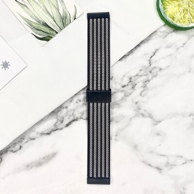 (38mm-40mm-41mm) Steel lined band Black&amp;Silver - باند ستيل مخطط اسود مع سلفر 