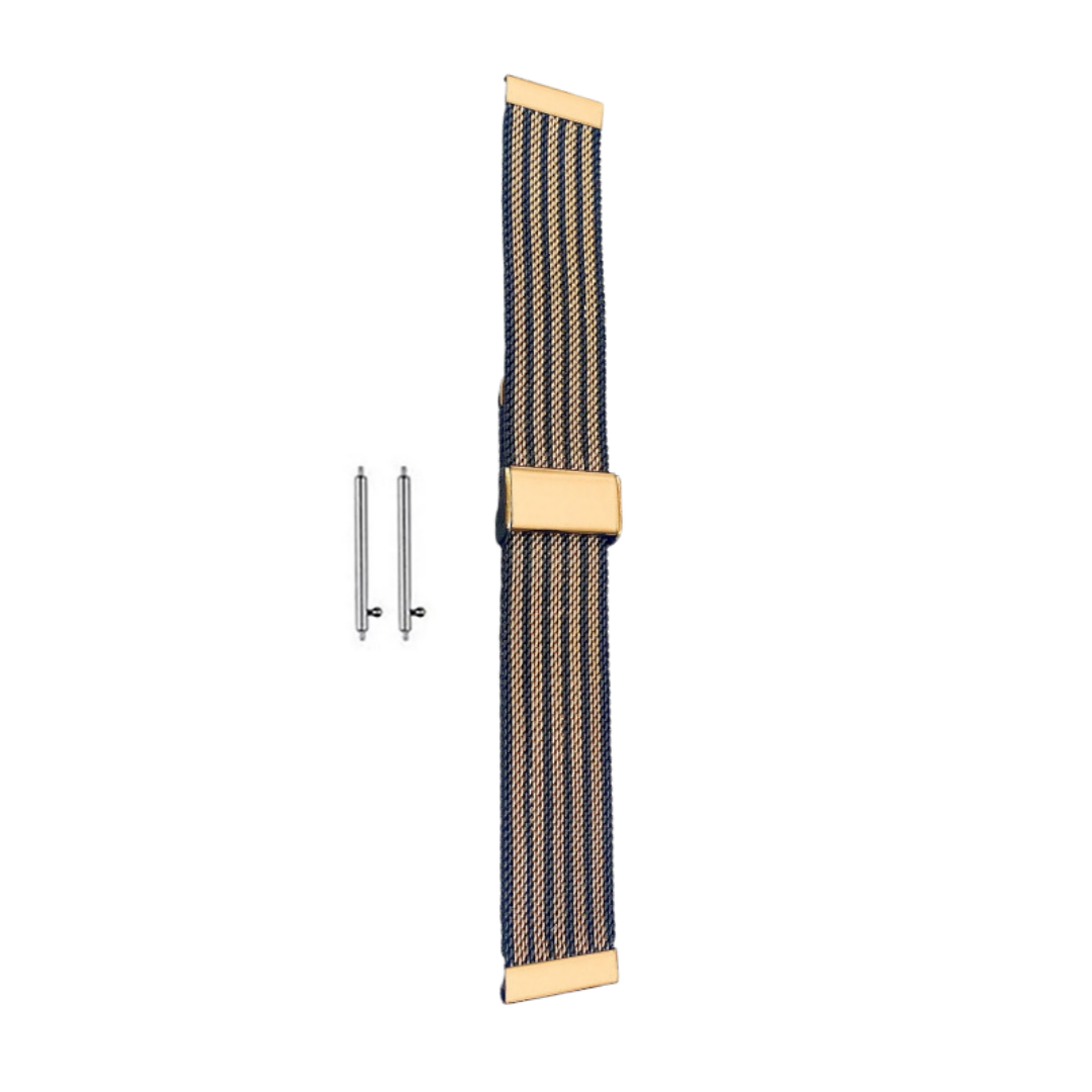 (22mm) Steel lined band Black&amp;Gold - باند ستيل مخطط اسود مع ذهبي 