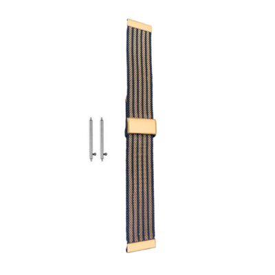 (22mm) Steel lined band Black&amp;Gold - باند ستيل مخطط اسود مع ذهبي 