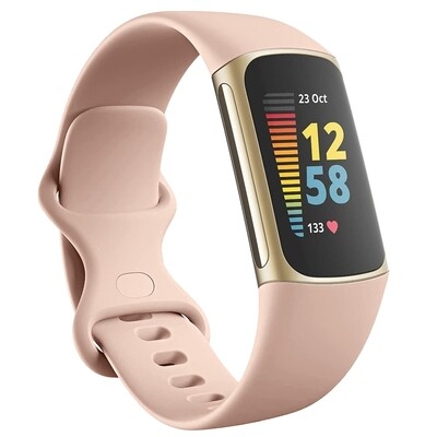 (Fitbit Charge 5 ONLY) Silicone band Pink - باند سيليكون وردي لساعه فت بت جارج ٥ 