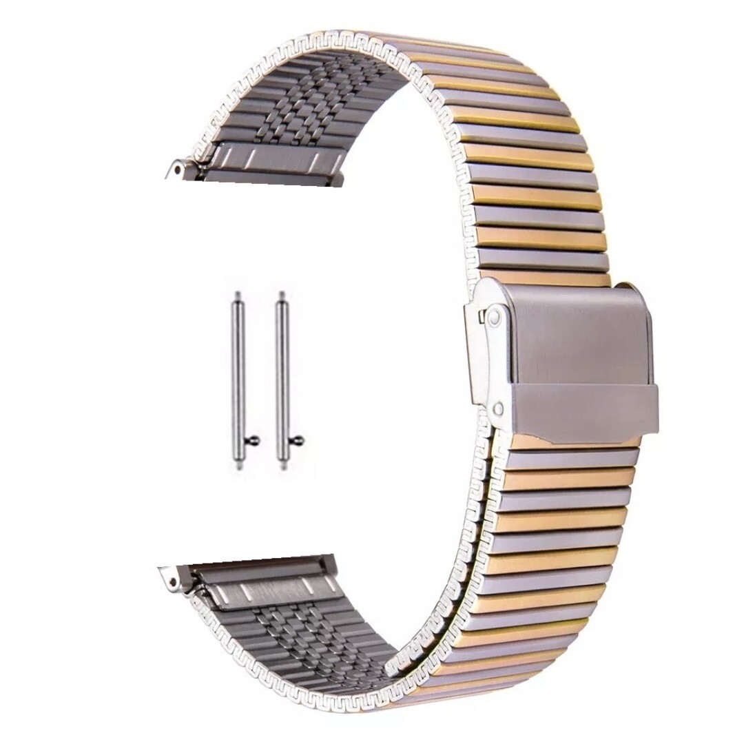 (22mm) Rolex  Lined Silver&amp;Gold -  رولكس مخطط لونين سلفر مع ذهبي 