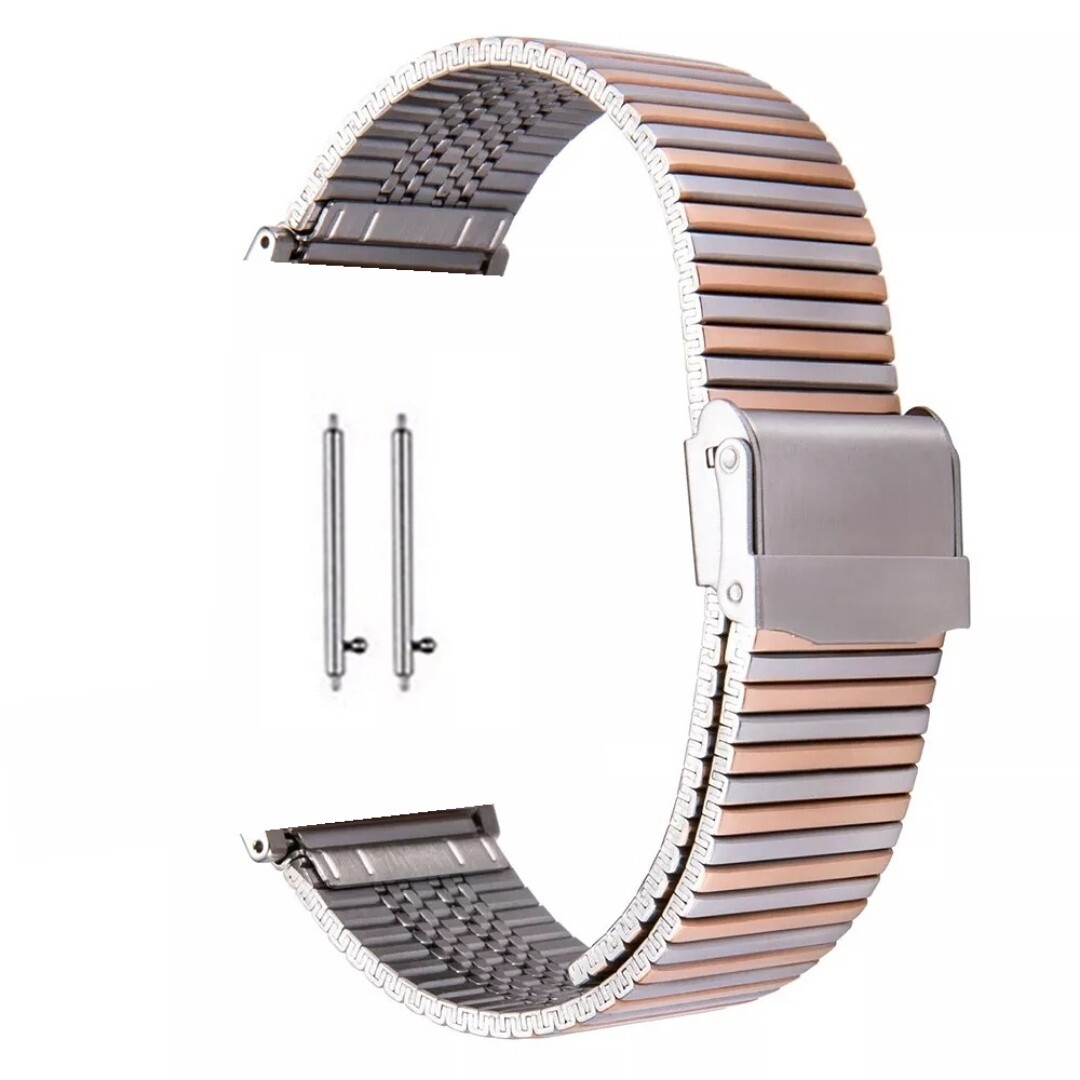 (22mm) Rolex  Lined Silver&amp;Rose Gold -  رولكس مخطط لونين سلفر مع روز قولد 