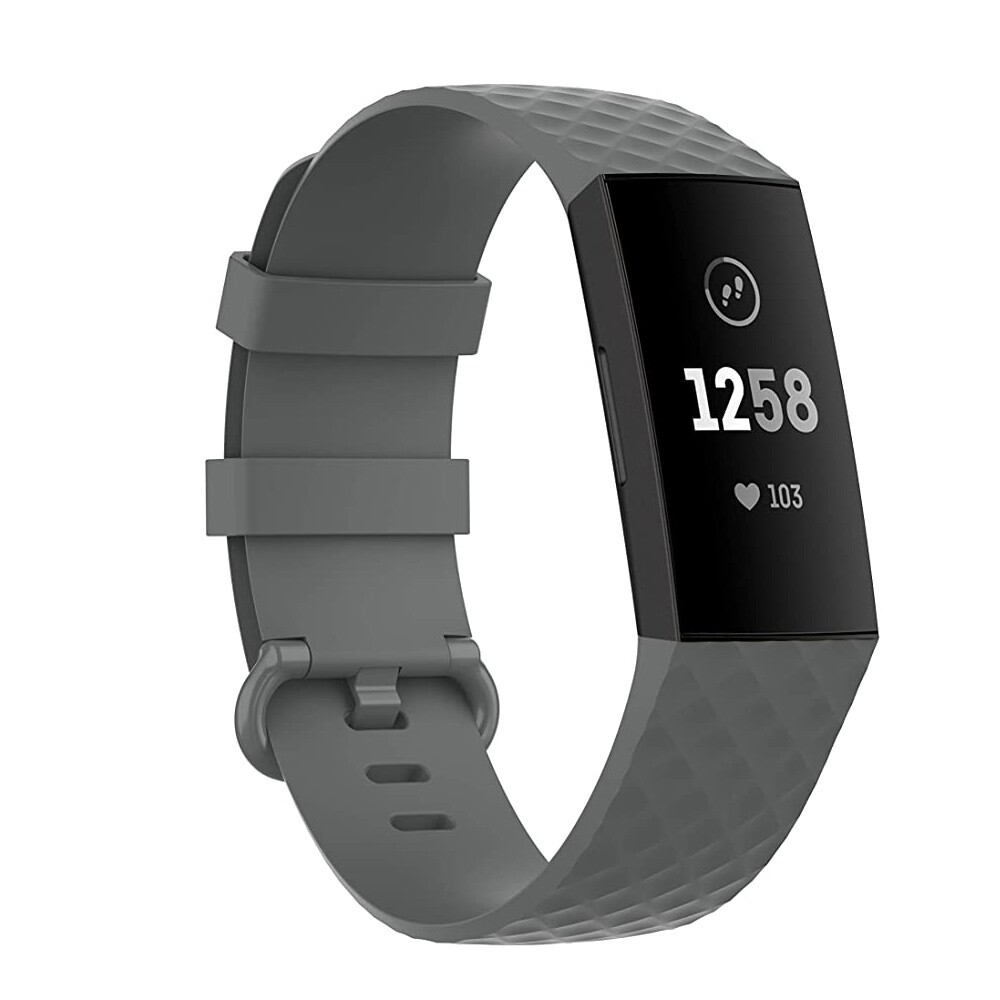 (Fitbit Charge 3/4/SE ONLY) Silicone band - Grey - باند سيليكون مخصص لساعات فت بت تشارج ٣/٤/اس اي لون رمادي 