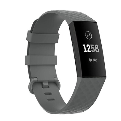 (Fitbit Charge 3/4/SE ONLY) Silicone band - Grey - باند سيليكون مخصص لساعات فت بت تشارج ٣/٤/اس اي لون رمادي 
