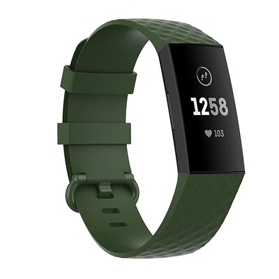 (Fitbit Charge 3/4/SE ONLY) Silicone band - Green - باند سيليكون مخصص لساعات فت بت تشارج ٣/٤/اس اي لون زيتي 