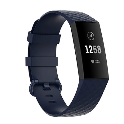 (Fitbit Charge 3/4/SE ONLY) Silicone band - Deep Blue - باند سيليكون مخصص لساعات فت بت تشارج ٣/٤/اس اي لون كحلي 
