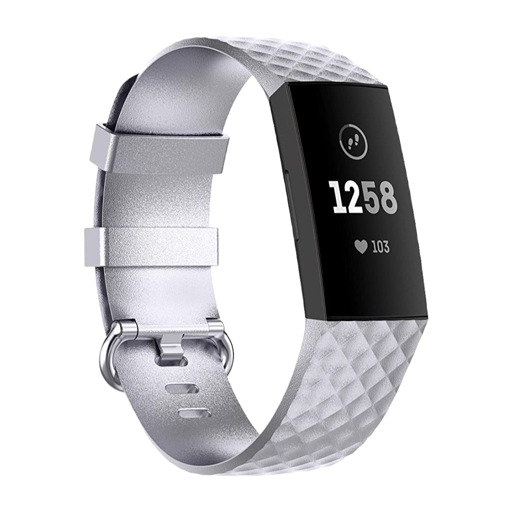 (Fitbit Charge 3/4/SE ONLY) Silicone band - Silver - باند سيليكون مخصص لساعات فت بت تشارج ٣/٤/اس اي لون سلفر 