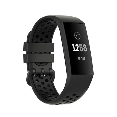 (Fitbit Charge 3/4/SE ONLY) Silicone Nike Sports band - Black&amp;Black- باند سيليكون نايك سبورت لساعات فت بت تشارج ٣/٤/اس اي لون اسود مع اسود 