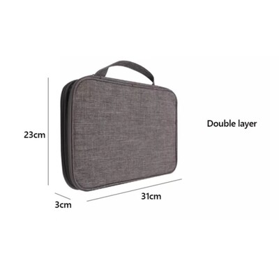 (Large 20+) watch accessories bag with handle Grey - حقيبه اكسسورات ساعه مع علاق لون رمادي