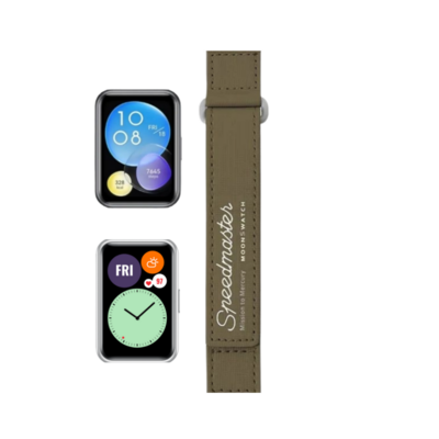 (Huawei Fit 1 &amp; 2 &amp; 3 &amp; 4/Pro) Omega Swatch design band Brown - باند خام اوميغا سواتش بني 