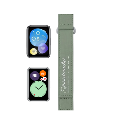 (Huawei Fit 1 &amp; 2 &amp; 3 &amp; 4/Pro) Omega Swatch design band Green - باند خام اوميغا سواتش زيتي 