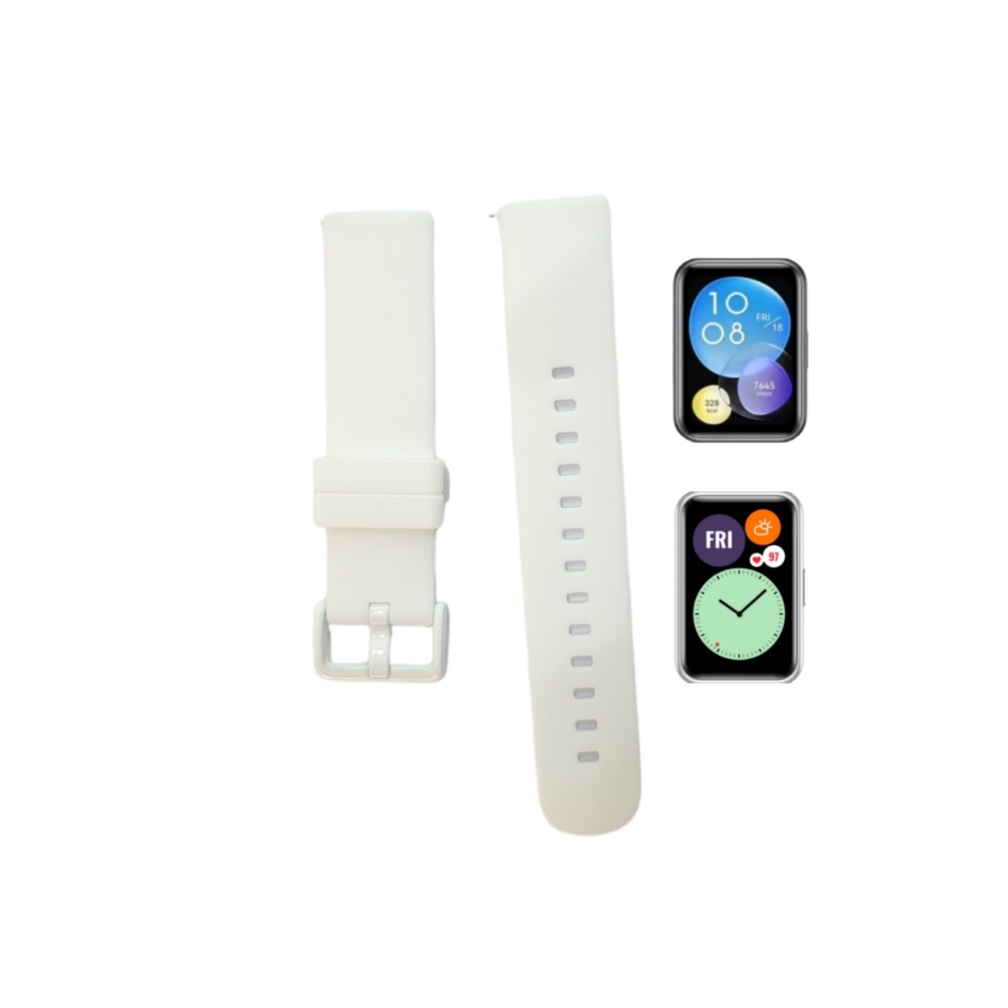 (Huawei Fit 1 &amp; 2 &amp; 3 &amp; 4/Pro) Silicone Band  plain White -  باند سيليكون لون ابيض ساده 