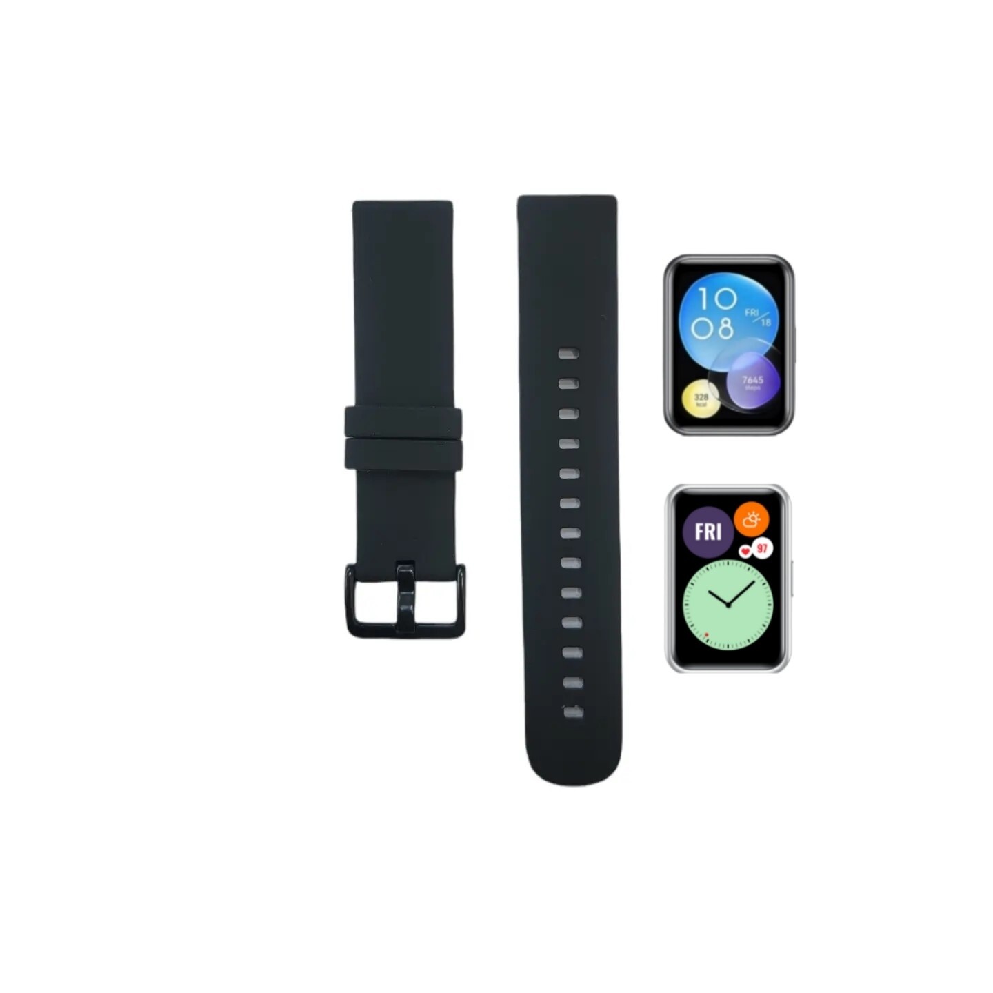 (Huawei Fit 1 &amp; 2 &amp; 3 &amp; 4/Pro) Silicone Band plain Black -  باند سيليكون لون اسود ساده 