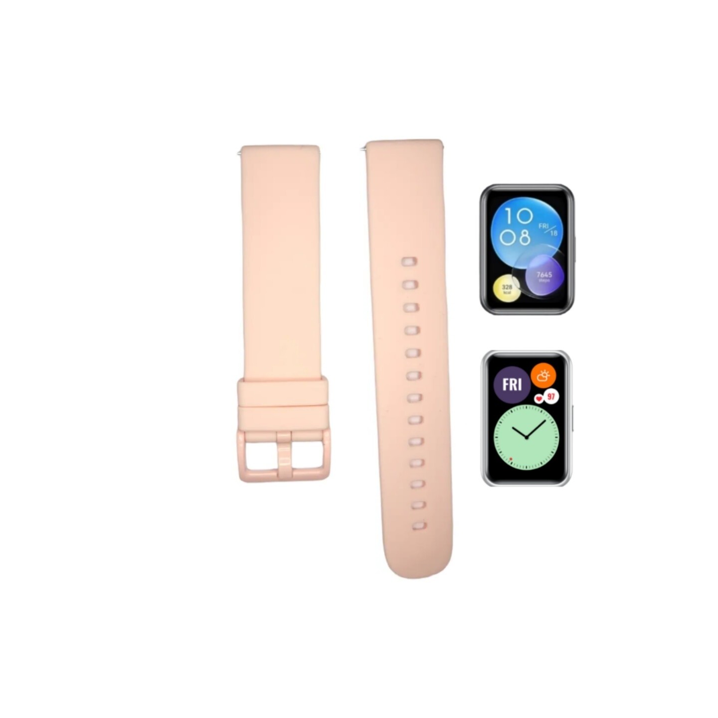 (Huawei Fit 1 &amp; 2 &amp; 3 &amp; 4/Pro) Silicone Band plain Pink -  باند سيليكون لون وردي ساده 