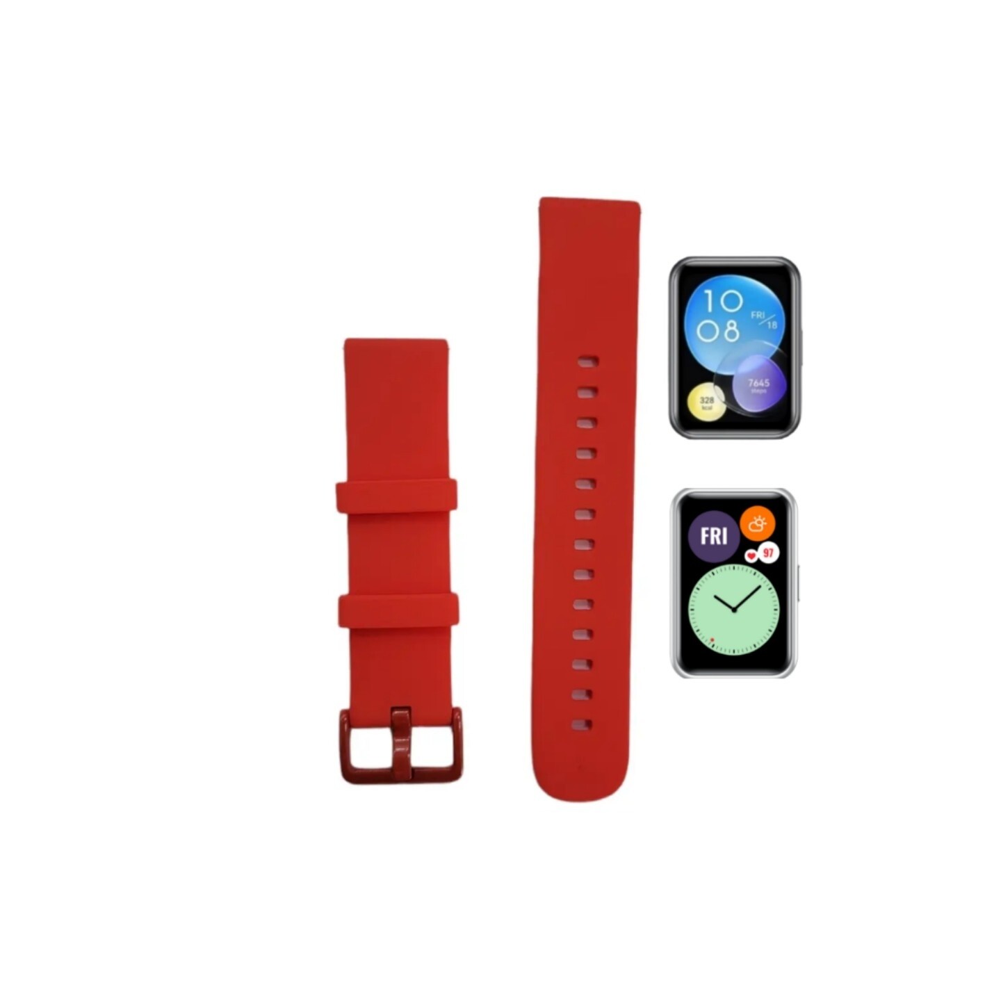(Huawei Fit 1 &amp; 2 &amp; 3 &amp; 4/Pro) Silicone Band plain Red -  باند سيليكون لون احمر ساده 
