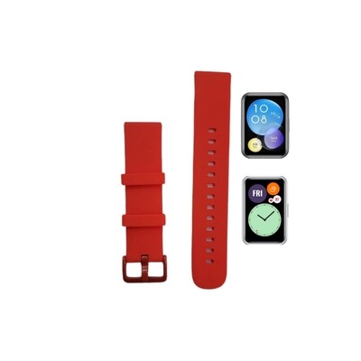 (Huawei Fit 1 &amp; 2 &amp; 3 &amp; 4/Pro) Silicone Band plain Red -  باند سيليكون لون احمر ساده 