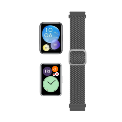 (Huawei Fit 1 &amp; 2 &amp; 3 &amp; 4/Pro) Fabric free size band Grey - باند خام فري سايز رمادي 