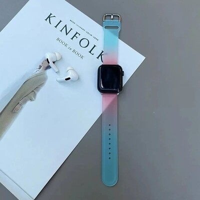 (38mm-40mm-41mm) Silicone Band mix colors colors Pink&amp;Blue -  باند سيليكون مكس الوان وردي مع ازرق 