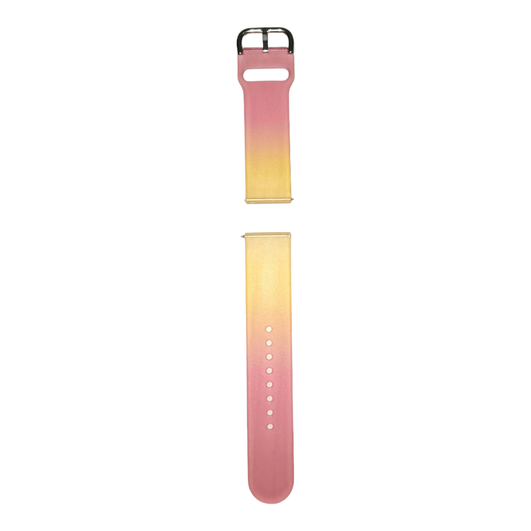 (22mm) Silicone Band mix colors colors Pink&amp;Yellow -  باند سيليكون مكس الوان وردي مع اصفر 