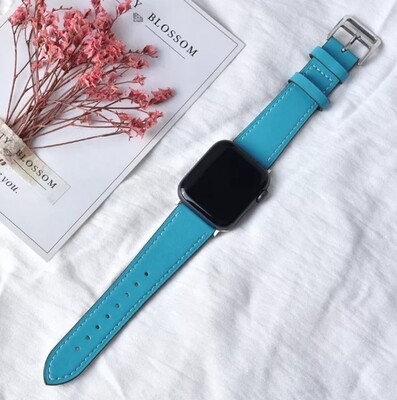 (38mm-40mm-41mm) Hermes Leather Sky Blue Band - جلد هرميز لون سماوي 