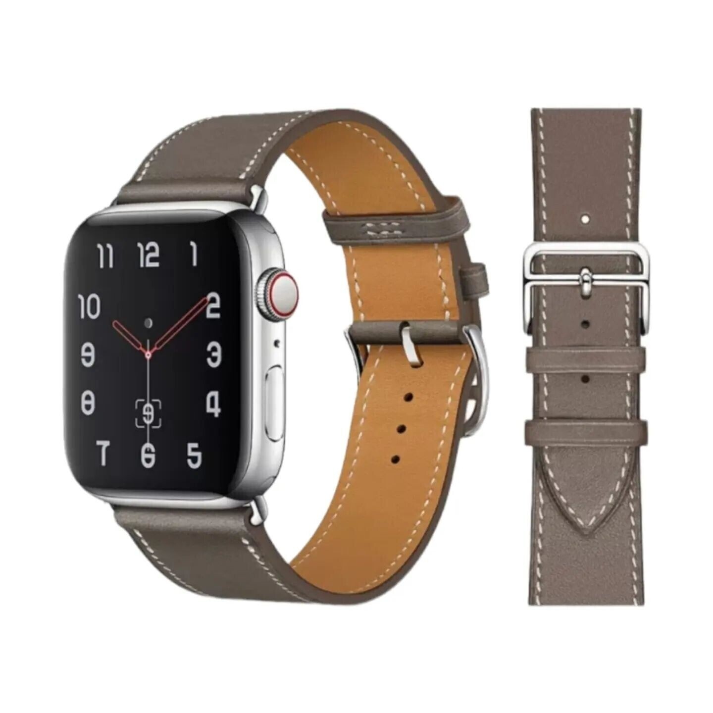 (42mm-44mm-45mm-49mm) Hermes Leather Coffee brown Band - جلد هرميز لون القهوه بني 