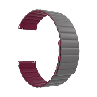 (20mm) Double color silicone magnatic band Grey&amp;Burgundy - باند سيليكون مغناطيسي لونين رمادي مع عنابي 