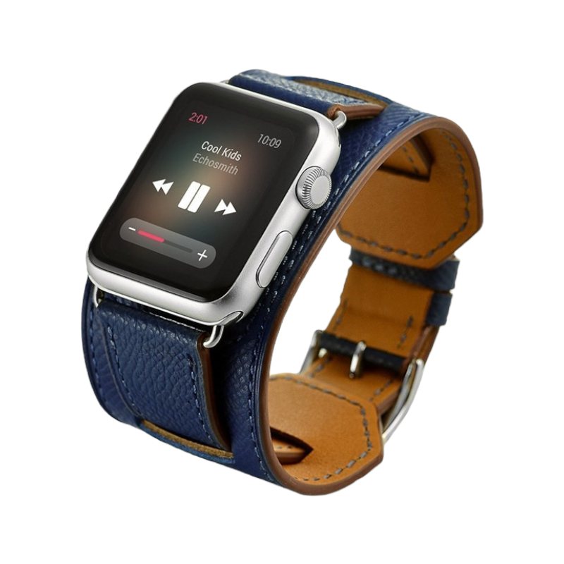 (38mm-40mm-41mm) Hermes Leather 2in1 Navy Blue Band - باند جلد هرميز ٢في١ لون كحلي 