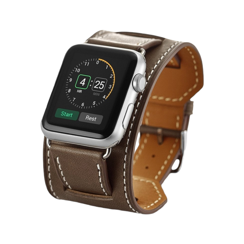 (42mm-44mm-45mm-49mm) Hermes Leather 2in1 Coffee Band - باند جلد هرميز ٢في١ لون قهوه 