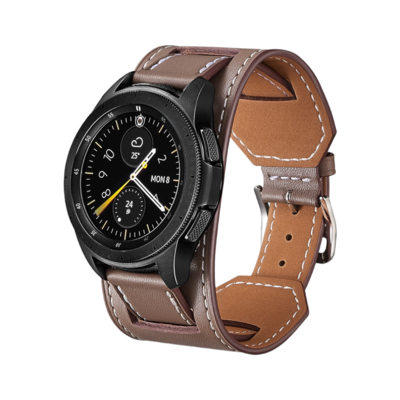 (22mm) Hermes Leather 2in1 Coffee Band - باند جلد هرميز ٢في١ لون قهوه 