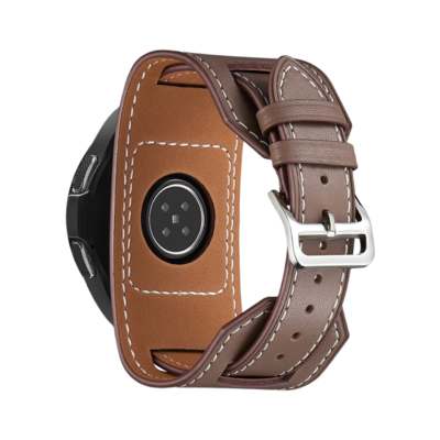 (22mm) Hermes Leather 2in1 Coffee Band - باند جلد هرميز ٢في١ لون قهوه 
