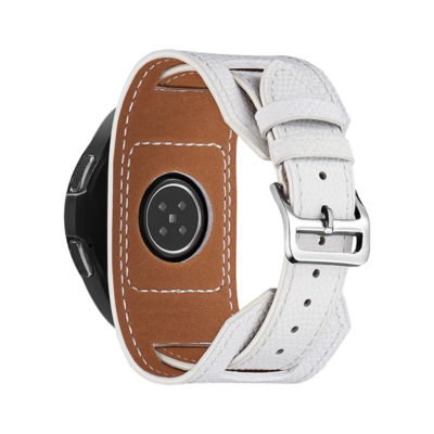 (22mm) Hermes Leather 2in1 White Band - باند جلد هرميز ٢في١ لون ابيض 