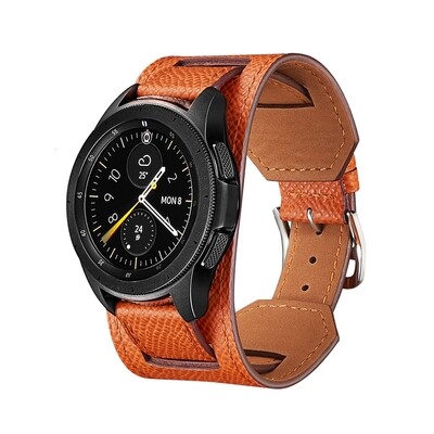 (22mm) Hermes Leather 2in1 Orange Band - باند جلد هرميز ٢في١ لون برتقالي 