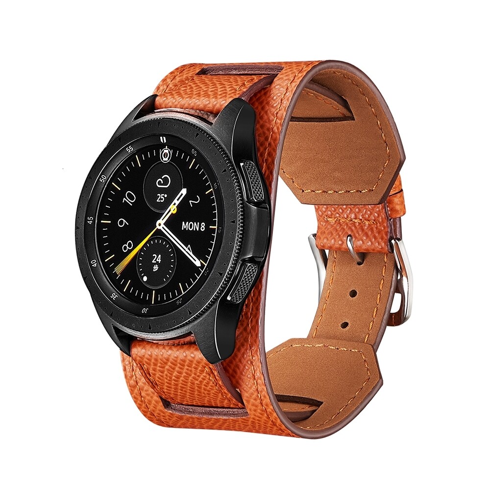 (22mm) Hermes Leather 2in1 Orange Band - باند جلد هرميز ٢في١ لون برتقالي 