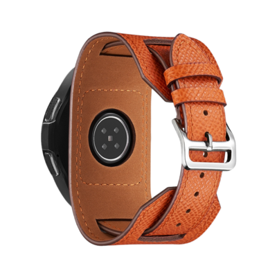 (22mm) Hermes Leather 2in1 Orange Band - باند جلد هرميز ٢في١ لون برتقالي 