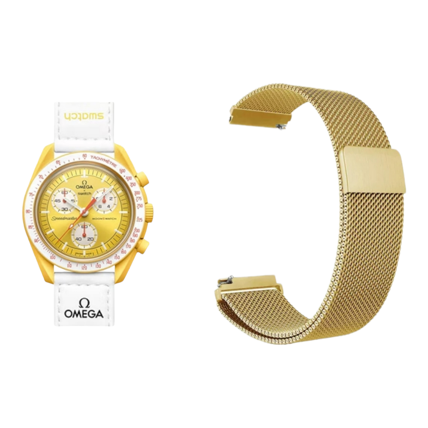 (OmegaXSwatch ) Steel Magnatic Full Gold - باند ستيل مغناطيس ذهبي 