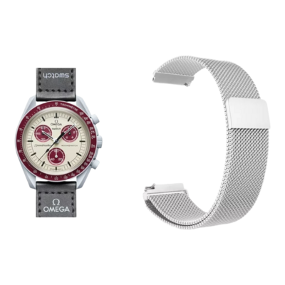 (OmegaXSwatch) Steel Magnatic Full Silver -  باند ستيل مغناطيس سلفر 