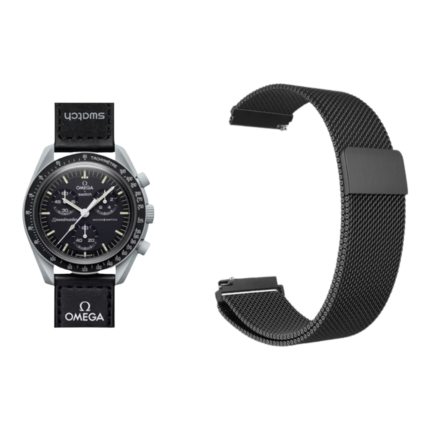 (OmegaXSwatch) Steel Magnatic Full Black -  باند ستيل مغناطيس اسود 