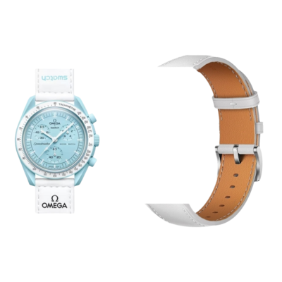 (OmegaXSwatch) Leather White Band -   باند جلد لون ابيض 