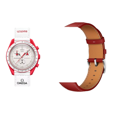 (OmegaXSwatch) Leather Red Band -   باند جلد لون احمر 