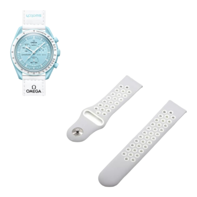 (OmegaXSwatch) Nike Sports Silicone band Grey&amp;White - باند نايك سبورت سيليكون لون رمادي مع أبيض 
