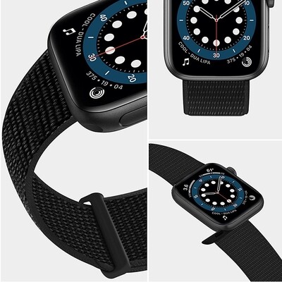 (42mm-44mm-45mm-49mm) Fabric Black band - باند خام اسود 