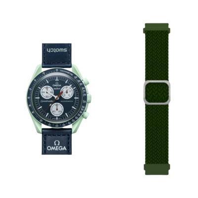 (OmegaXSwatch) Fabric free size band Green - باند خام فري سايز زيتي 