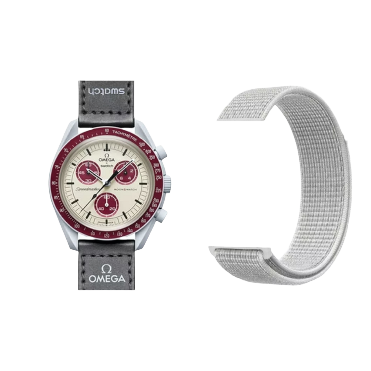 (OmegaXSwatch) Fabric Band White -  باند خام ابيض 