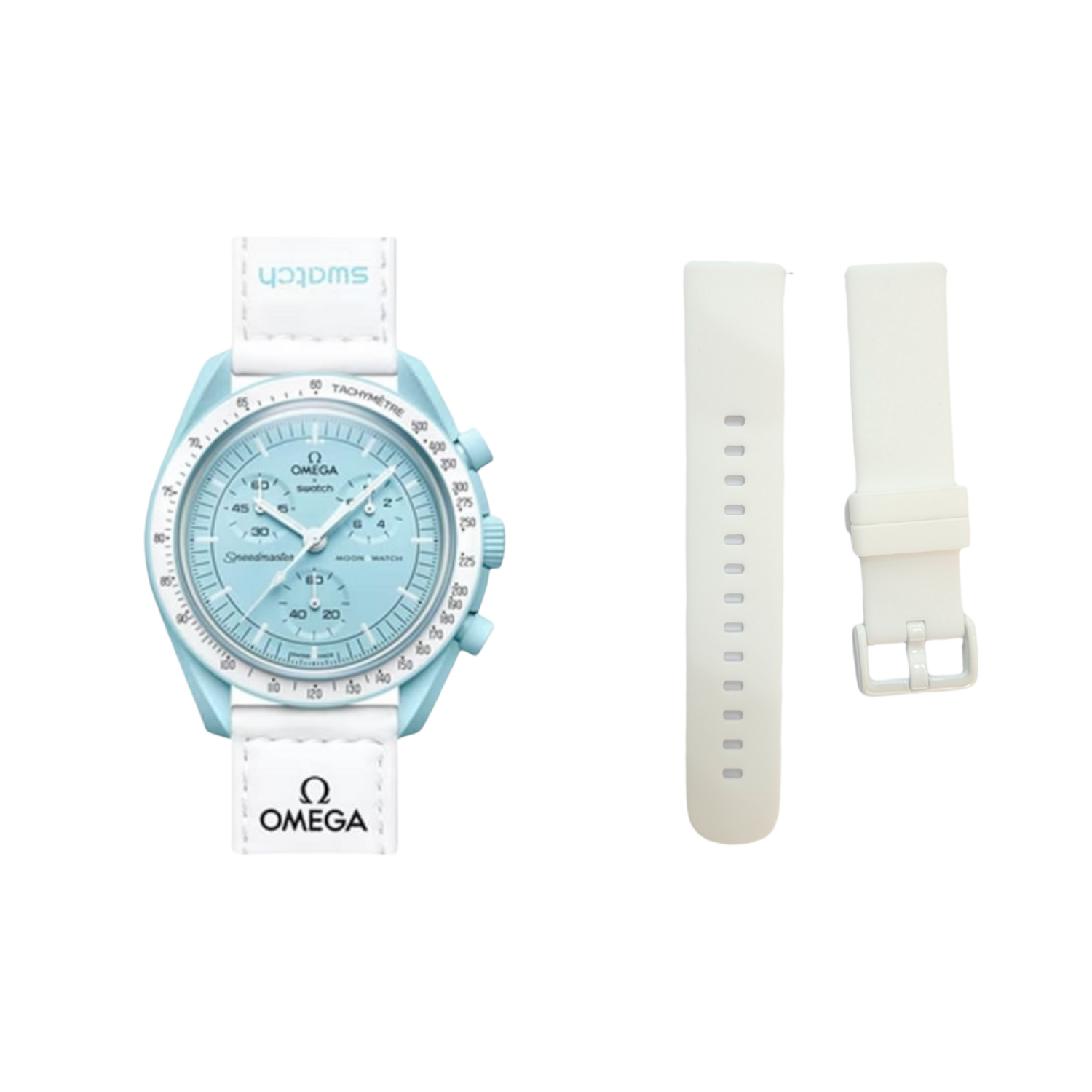 (OmegaXSwatch) Silicone Band  plain White -  باند سيليكون لون ابيض ساده 