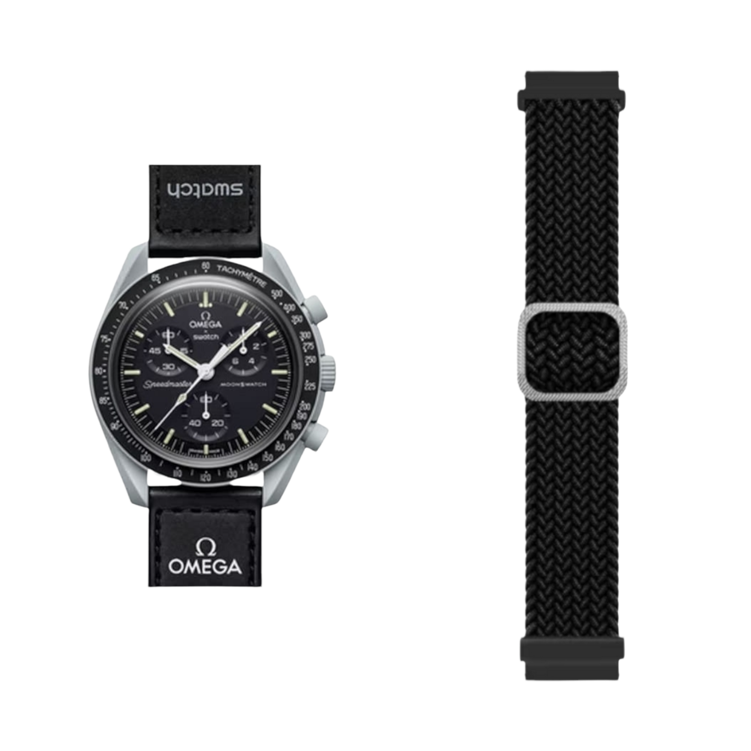 (OmegaXSwatch) Fabric free size band Black - باند خام فري سايز أسود