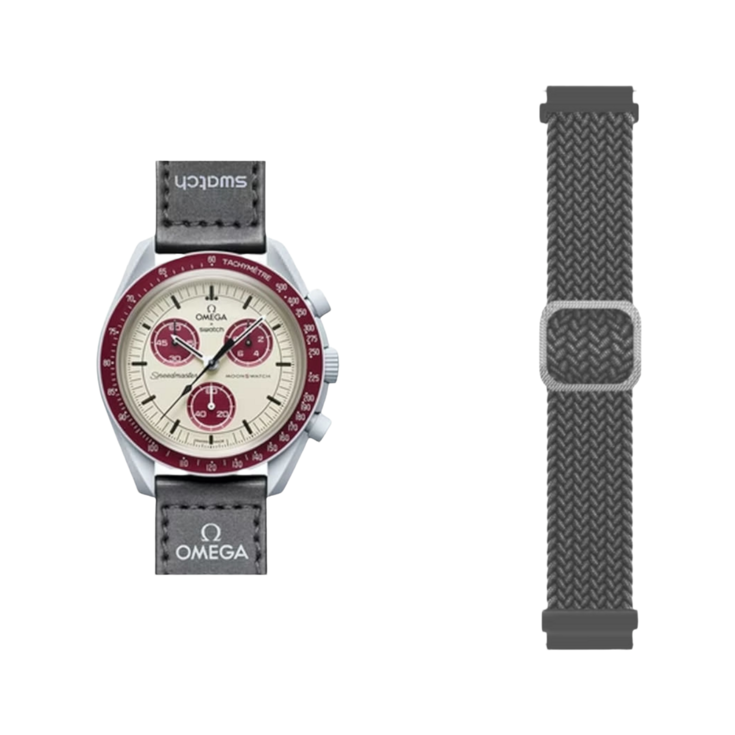 (OmegaXSwatch) Fabric free size band Grey - باند خام فري سايز رمادي 