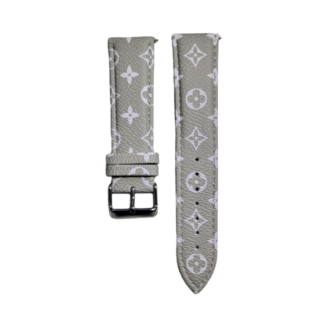 (22mm) Leather Pattern #1 Light green Band - باند جلد نقش #١ زيتي فاتح 
