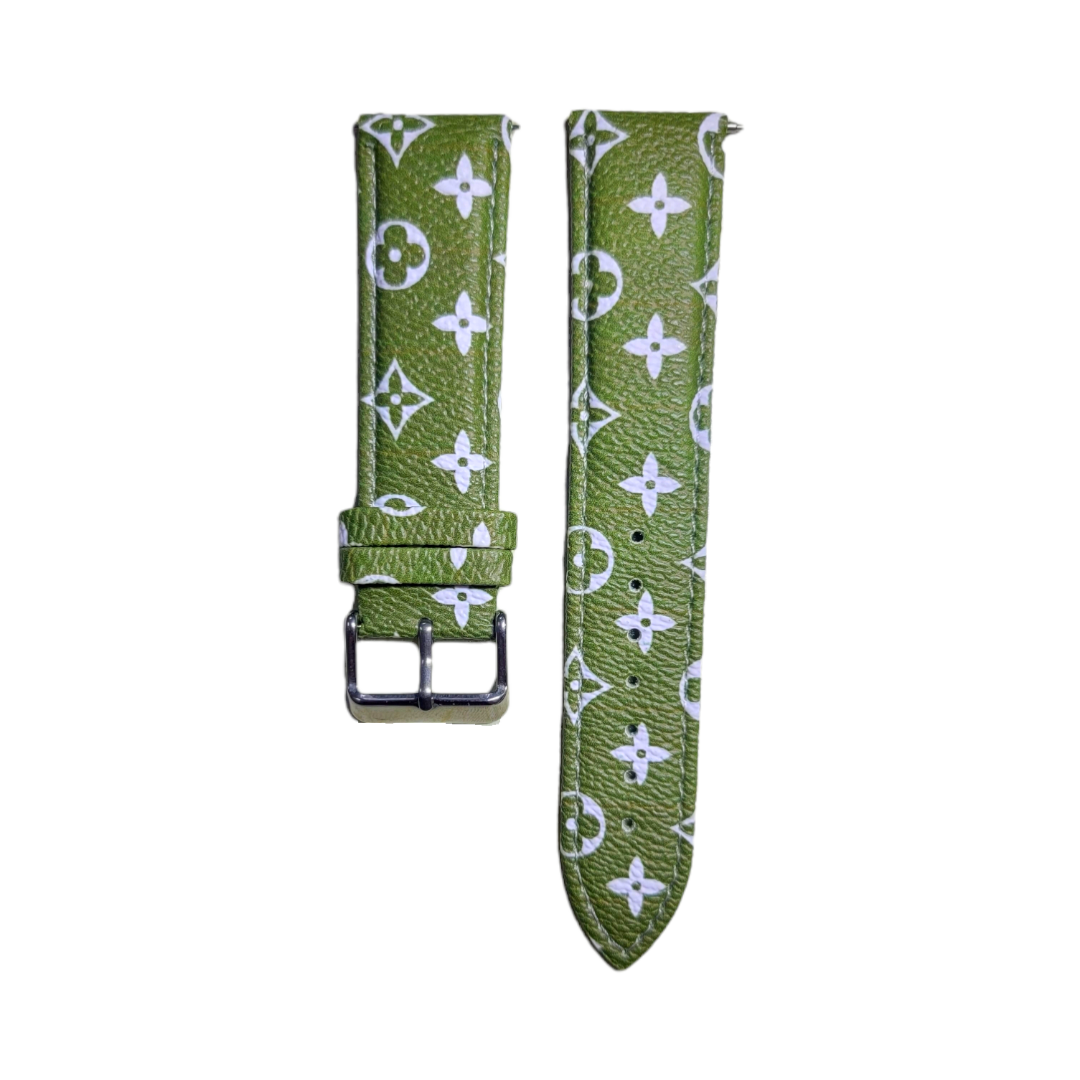 (22mm) Leather Pattern #2 Green Band - باند جلد نقش #٢ أخضر 