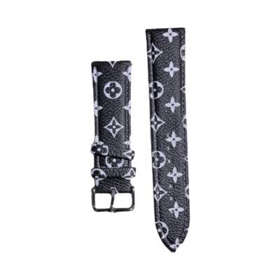 (22mm) Leather Pattern #8 Black Band - باند جلد نقش #٨ اسود 